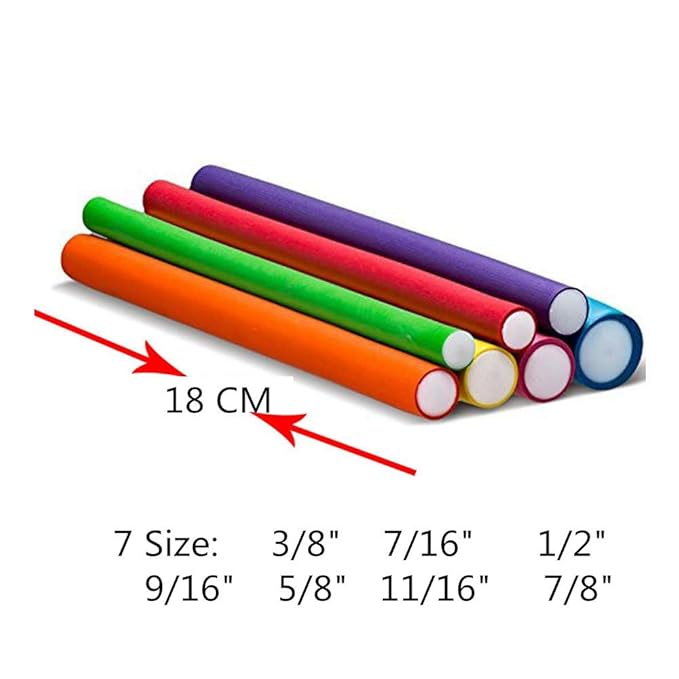 Pinkiou Hair Curlers Rollers Flexi Rods 42 Pack - Heatless Hair Curlers with Bag, 7 Sizes Flexible Curling Rods Set for Short Long Hair, No Heat Bendable Curling Rods