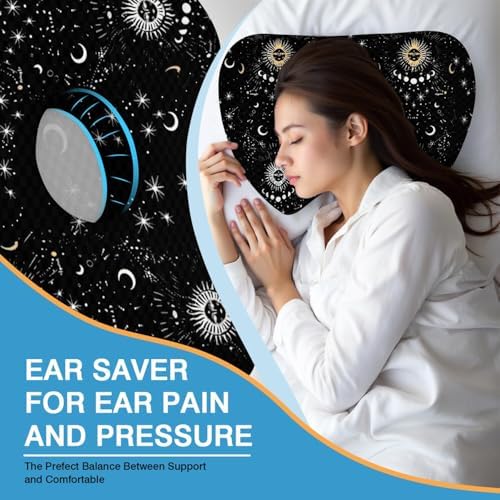 Ear Piercing Pillow for Side Sleepers with Washable Cover Pillows with Holes for Ear Pain,Donut Pillow for Adults CNH Ear Pain Relief Pressure Sores Ear Pillow with Hole in Center
