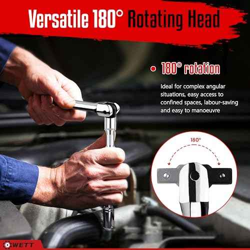WETT 10-Piece Breaker Bar Set with 180¡Æ Rotatable Head, 1/4'', 3/8'' and 1/2'' Drive, Heavy Duty Breaker Bars with Extension Bars and Adapters, 6'', 10'' & 15'' Length, CR-V Steel