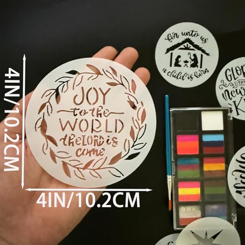 Nativity Christmas Stencils ? 16PCS Reusable Templates for Painting on Wood, Cookies, Ornaments, Glass & DIY Crafts Holiday Party Decorations