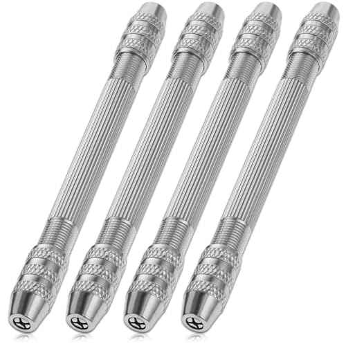 4 Pcs Double-Ended Pin Vise DIY Hand Drill Pin Vise Wire Twisting Tools for Jewelry Making Mini Pin Vise for Winding Copper Wire Jewelry Making Tools