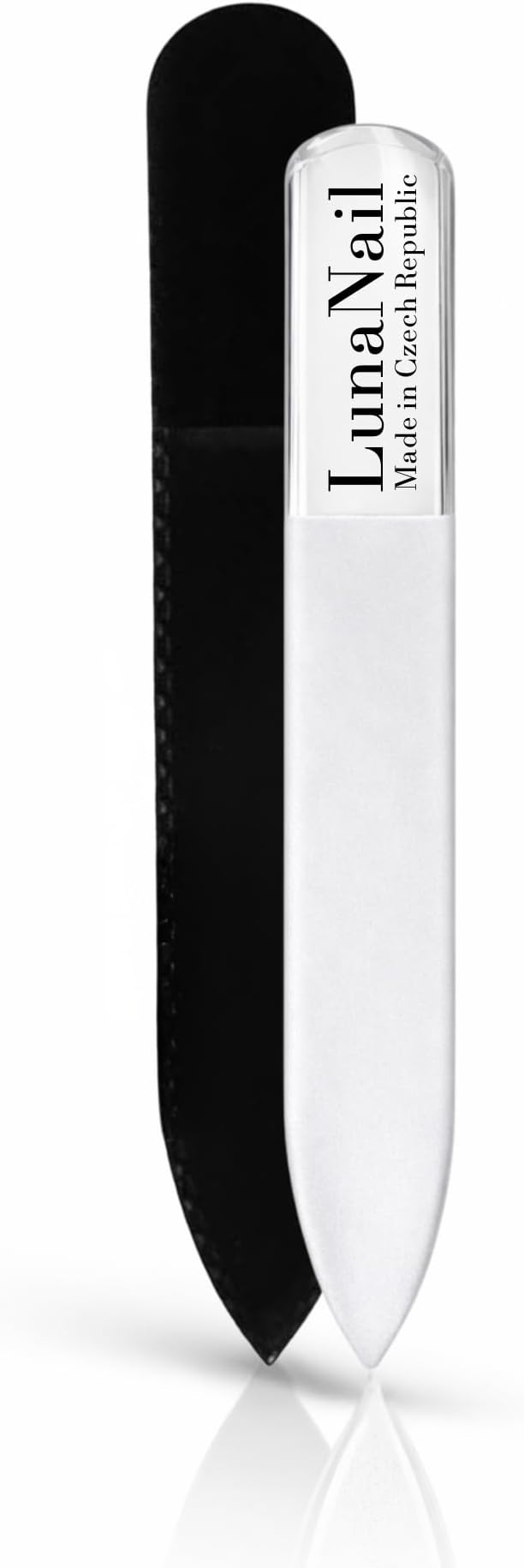 Nano Czech Glass Nail File & Buffer 2-in-1, Velvet Case, Crystal Polisher, Mirror-Shine, Keratin-Sealing, Travel Friendly