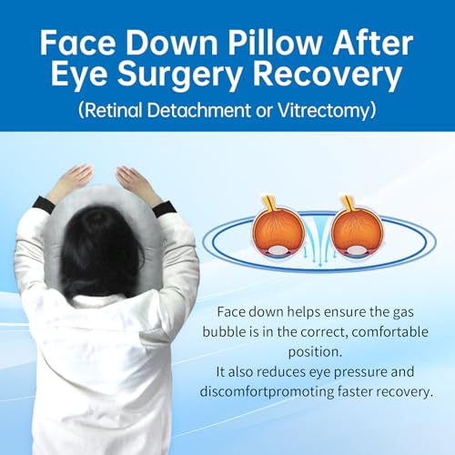 Face Down Pillow After Eye Surgery - BBL Pillow After Surgery for Sleeping - Prone Face Down Massage Pillow Headrest for Bed - Retinal Vitrectomy Recovery Equipment, Grey