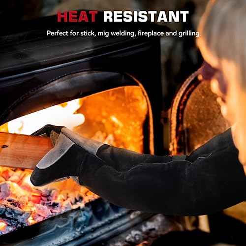 ARCCAPTAIN 24 inches Leather Welding Gloves - Bite Proof Animal Handling, Heat/Fire Resistant for Reptile, Dog, Falcon, Stick, Mig, Forge, Grill, Fireplace