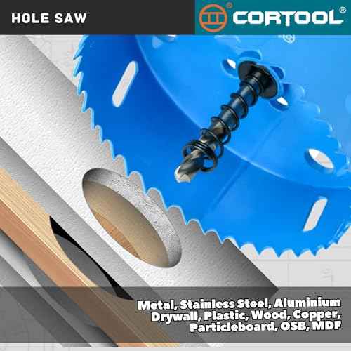 3-1/2 Inch Hole Saw with Arbor for Metal and Wood Cutting, Bi-Metal Hole Cutter, 3-1/2" Hole Saw Kit for Drywall, Wood, PVC Boards, Fiberglass and Vent Pipes