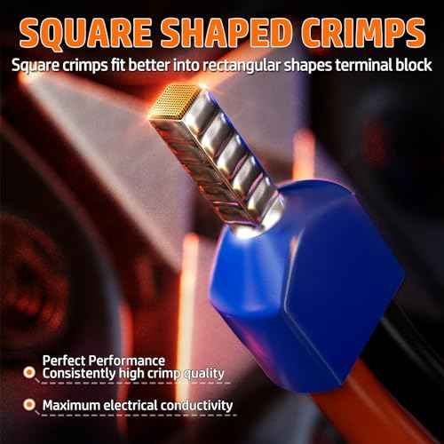 PEBA Ferrule Crimping Tool Kit, Ratchet Ferrule Crimper for AWG28-7 & 21 Sizes Wire Ferrules Terminals for Electrical Wiring/DIY Terminals | Self-Adjusting Square Pliers - Copper Ferrule Kit