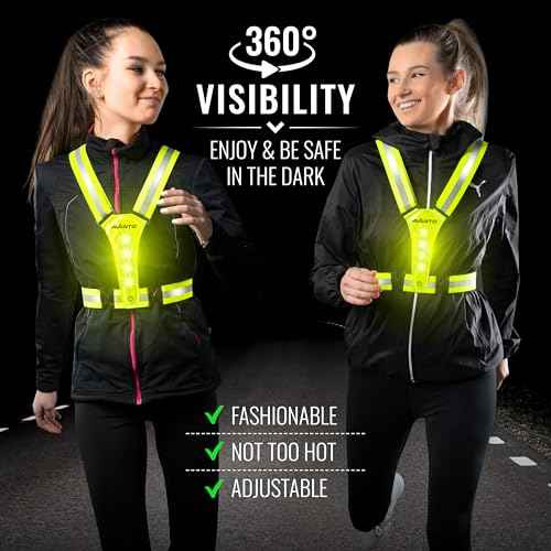AVANTO LED Reflective Vest, Original, USB-C Rechargeable Running Reflective Gear, Running Lights for Runners, High Visibility Gear, Dog Walking Safety Vests, Orange