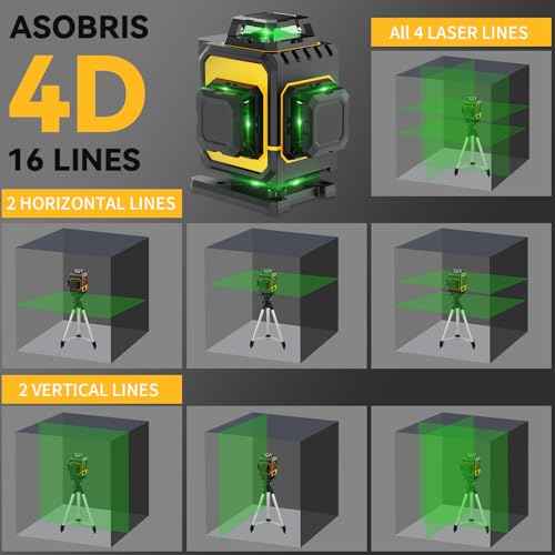 Laser Level 4x360¡Æ Self Leveling with Tripod & LCD Touch Screen, 4D Lazer Leveler Tool Green Cross Lazer Level Line Laser with 2x2400mAh Rechargeable Battery for Constuctions, Picture Hanging Indoor