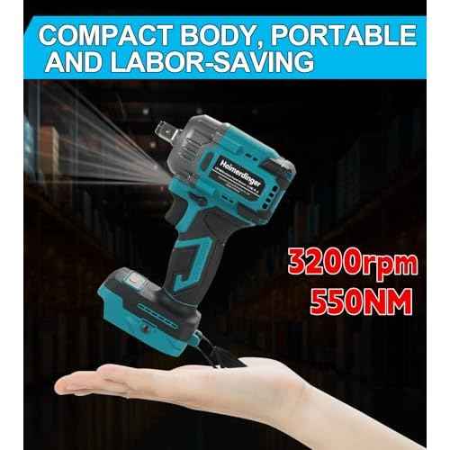 1/2 Inch Cordless Impact Wrench Compatible with Makita 18V Battery-550N.m(406Ft-lbs) Brushless High Torque Impact Gun,3200RPM Driver for Car Tires Truck