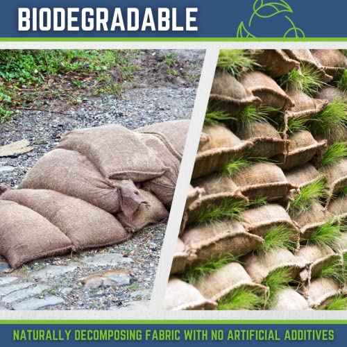 DURASACK Heavy Duty Burlap Sand Bags with Tie Strings Empty Sand-Bags for Flooding and Erosion Control, 14x26 inches, Pack of 10