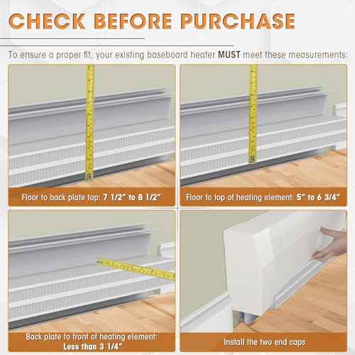 4ft Steel Easy Slip-On Baseboard Heater Cover, No End Caps, for Bathroom & Hydronic System for Extending Cover, White