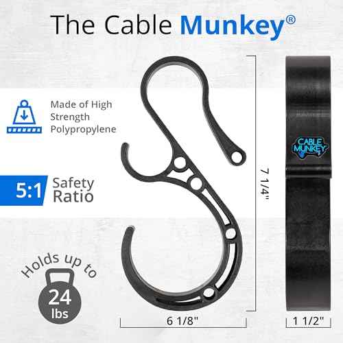Cable Munkey-Heavy-Duty Hook for Cable Management, Storage for Tools, Hoses, Pipes, and More Easy to Install and Use, 2 Hooks in One, Perfect for Garage, Work Site, Office-Made in USA (2)