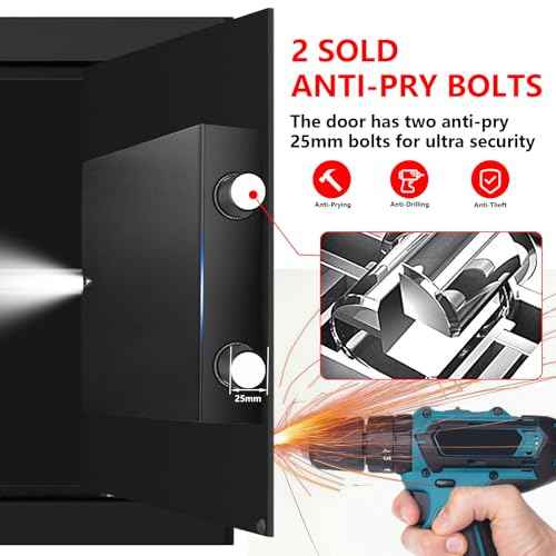 1.2 Cuft Safe Box Fireproof Waterproof, Digital Security Safes for Home Use Fire and Water Proof with Combination Lock, Alarm System and Removable Shelf, Anti-Theft Document Safes For Money, Jewelry