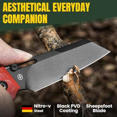 Kizer Task Pocket Knife, 3.04 Inch Nitro V Sheepsfoot Blade EDC Folding Knife with Innovative Clutch Lock, Spicy Red G10 Handle Camping Knives, Small Hunting Knives with Thumb Stud Opener, V3641A2