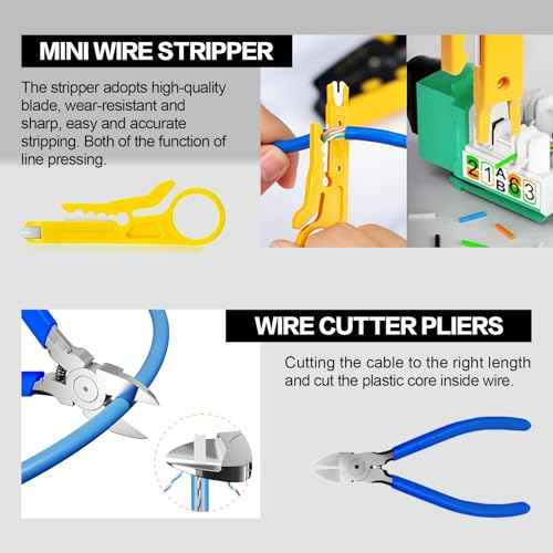 RJ45 Crimp Tool Kit Pass Through Crimper RJ45 Crimping Tool Stripper Cutter Crimper All-in-One for 8P RJ45 Cat5 Cat5e Cat6 6P RJ11/12 Telephone Connectors Network Enthernet Crimper kit (2)