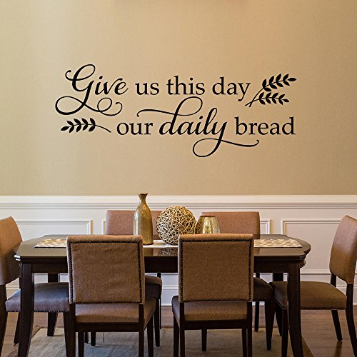 Give us This Day Our Daily Bread - Matthew 6:11 - Vinyl Wall Decal Carved Letters Bible Scripture Quote Sticker Kitchen Dinning Room Sayings Home Decoration