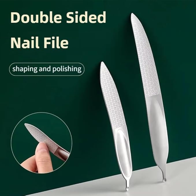 3 Pack Stainless Steel Nail Files Fingernail Files Set with Czech Glass Nail Files Crystal Glass Fingernail File Double Sided Metal Nail File for Fingernails Filing Shaping Toenails Smoothing