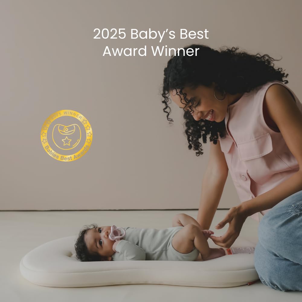 snuggle me® Baby Lounger Curve (0-6 Months) - Premium Organic Cotton with Foam Core, Machine-Washable Cover, Buttery-Soft & Breathable CSPC Compliant Infant Lounger Baby Nest with Travel Bag - Birch