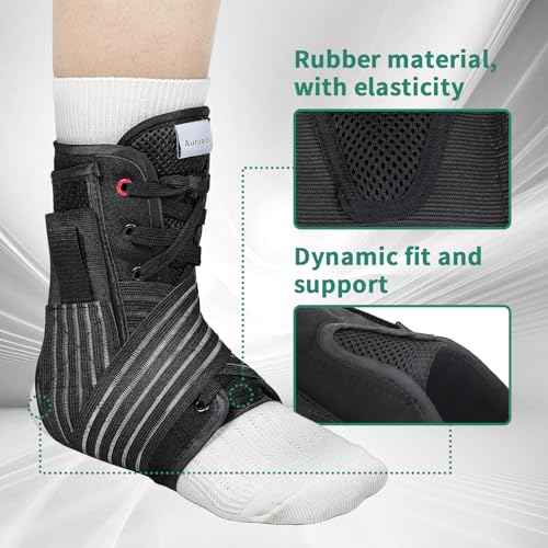 Ankle Brace for Sprained Ankle Lace up Support Brace for Women Men with Side Splints Adjustable Ankles Stabilizer for Injury Recover, Sports, L