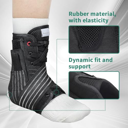 Ankle Brace for Sprained Ankle Lace up Support Brace for Women Men with Side Splints Adjustable Ankles Stabilizer for Injury Recover, Sports, XL