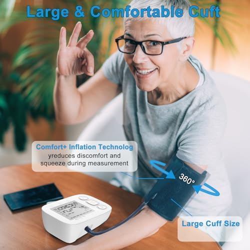 Blood Pressure Monitor for Home Use, Upper Arm Blood Pressure Machine with Large Cuff, Blood Pressure Machine, Adjustable Arm Cuff 8.7"-16.5",Large Display, 2 * 500 Readings Memory