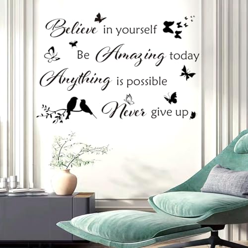 Inspirational Wall Stickers Wall Quotes Letter Stickers Ability Motivation Believe in Yourself Saying Home Decals Quote for Bedroom Living Room Hallways Office Classroom Teen Dorm Room Home Decor