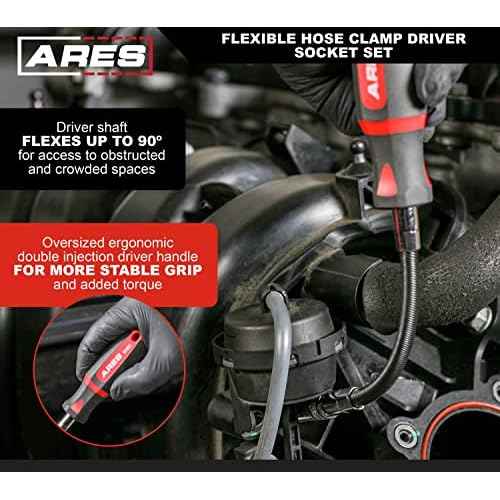 ARES 51021 ? 20-Piece Multipurpose Flexible Screwdriver Set ? 90 Degree Flex Shaft ? Phillips, Slotted, and Tamper Torx Bits and 1/4-Inch Drive Sockets
