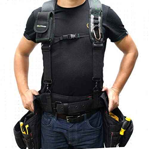 MELOTOUGH Gel Tool Belt Suspenders Work Belt Suspenders with Gel shoulder pad for Electrican/Construction/Farmer (Trigger Snap Hook end work Suspenders)