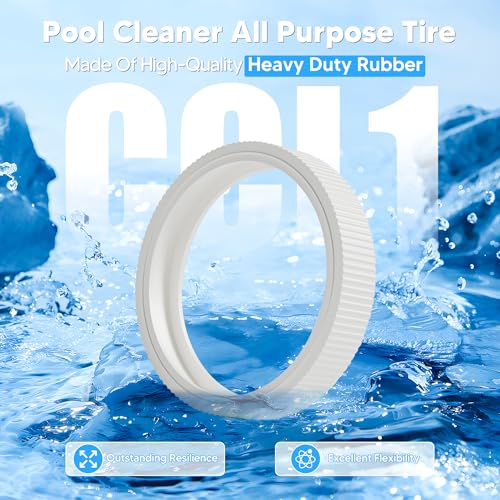 Funmit Upgraded Rubber Tire with Treads LLC1 Tire and 360007 Tire Replacement for Pentair Legend Pool Cleaner Wheel Rubber Tires Automatic Pool and Spa Cleaner (4 Pack)