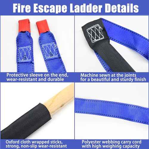 Emergency Fire Escape Ladder 16 Feet Portable Safety Rope Ladder Emergency Escape Ladders for 2-3 Story Homes for Windows, Balconies, and Sailboats, Kayaks, Etc