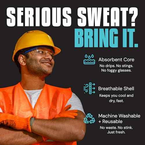 SweatHawg Hard Hat Liner Sweatband ? Extreme Sweat Absorbing, Quick-Dry, Cooling, Washable Liner for Helmets & Hard Hats