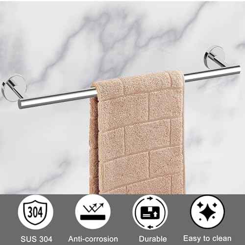 Cilee 10 Piece Chrome Bathroom Accessories Set, 24inch Polished Chrome Towel Bar Ring+Toilet Paper Holder+ Robe Towel Hook SUS304 Stainless Steel Bathroon Hardware Set