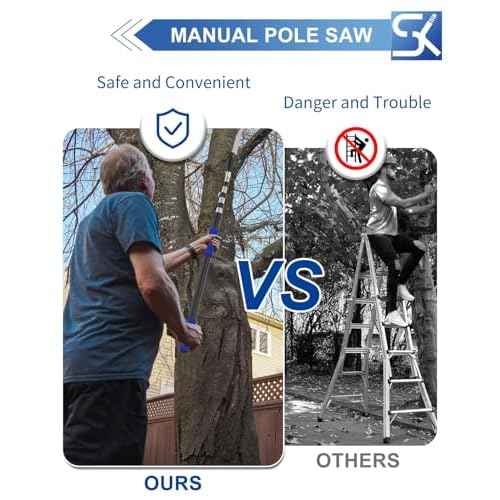 26FT Reach Pole Saws for Tree Trimming, Manual Pruning Pole Saw with 5-20FT Telescoping Extension Pole, Tree Pruner Tree Trimmer with 19" 3X Detachable Saw for Yard Garden Trees Palms Shrubs