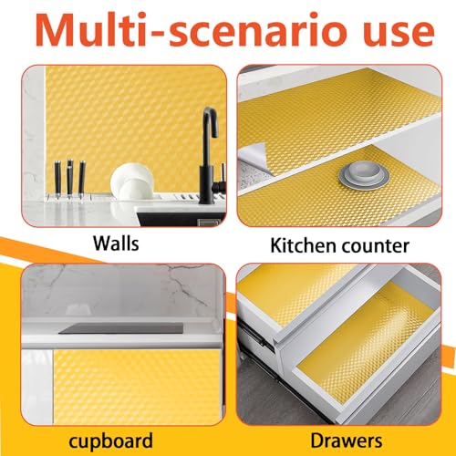 Peel and Stick Countertops, 16.4 Ft (5 m) Aluminum Foil Countertop Contact Paper, Self-Adhesive Oil Proof Heat Resistant Kitchen Backsplash Wallpaper (Diamond, Gold)