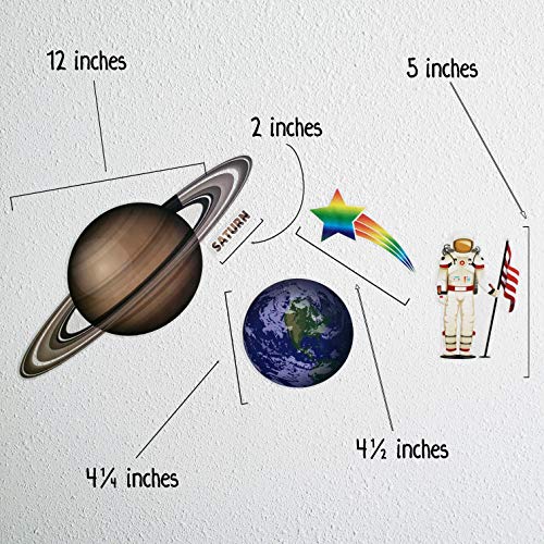 Solar System Adhesive Wall Decals - Wall D?cor Stickers for Kids & Toddlers Include Planets, Earth, Mars, Jupiter & More - Reusable Wall Decor for Bedroom, Living Room, Nursery, Classroom