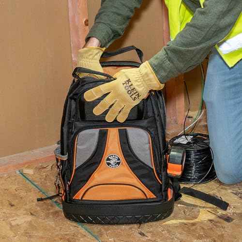 Klein Tools 60608 Work Gloves, All-Purpose Premium Leather Gloves, Abrasion-Resistant, Heavy-Duty, Ideal for Wire Pulling Work, Large