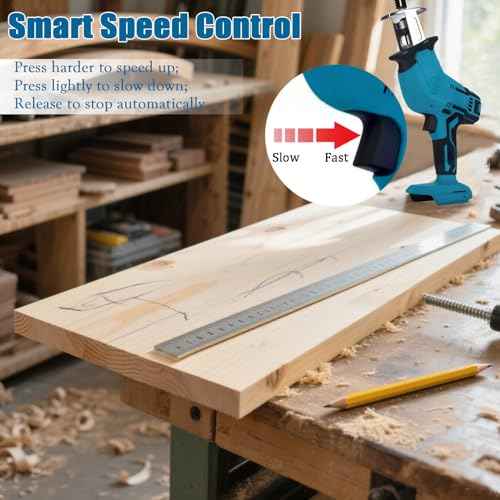 Reciprocating Saw for Makita 18V LXT Battery, One-Handed Cordless Recipro Saw 0-3000 RPM Variable Speed, Easy Blade Change, 4 Blades for Wood/Metal/PVC Cutting(No Battery)