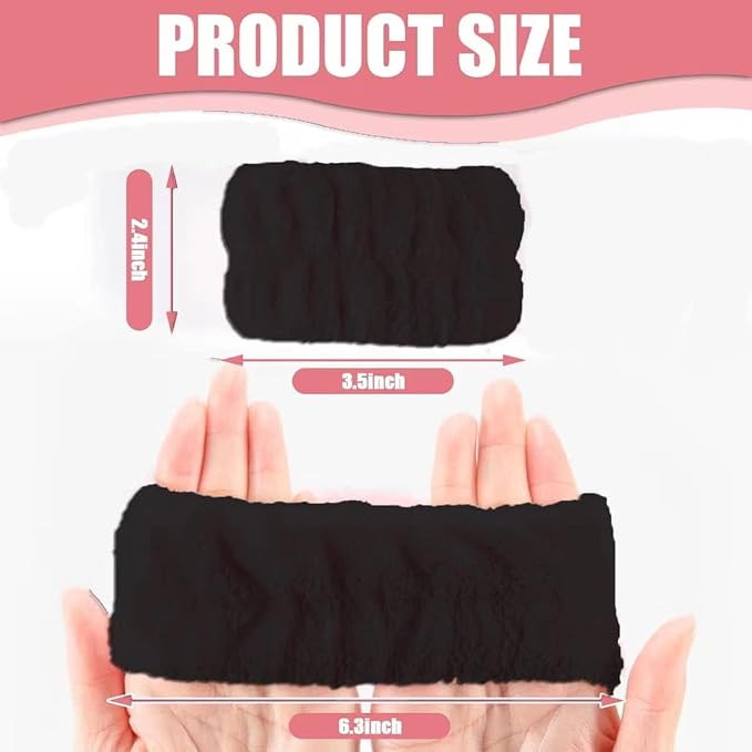 8Pcs Anmieciu Microfiber Spa Wristbands - Wrist Towels for Face Washing, Arm Bands to Prevent Liquid Spilling (Black)