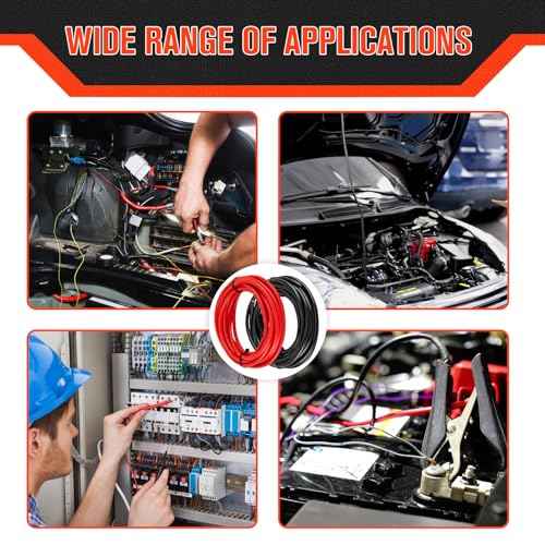 6 Gauge Wire 6 Awg Wires 20 FT Black + 20 FT Red, 6 Gauge Battery Cable 6awg Marine Wires, 6awg Copper Wire Welding Cable Standard with Cable Lugs Terminal Connectors and Heat Shrink Tube