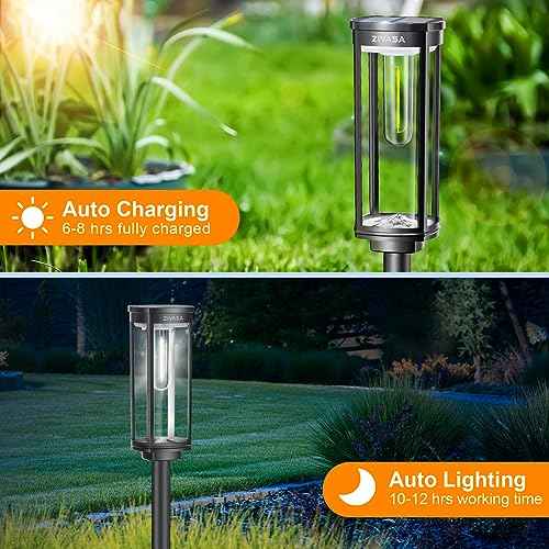 Solar Pathway Lights Outdoor 8Pack, 12H Lasting Solar Powered Path Lights for Outside, IP65 Waterproof Solar Walkway Lights Outdoor for Yard Sidewalk Driveway Patio