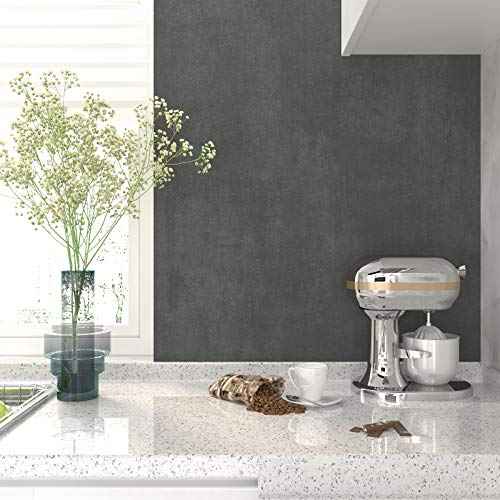 LACHEERY Extra Thick Matte Concrete Wallpaper Stick and Peel Wall Paper Roll Dark Grey Vinyl Countertops Vintage Industry Concrete Textured Cement Contact Paper for Bedroom Walls Furniture 15.8"x80"