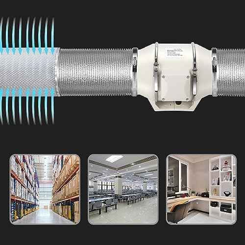 Nalle 4 Inch Inline Duct Fan Radon Fan with Remote Control Unit Variable Speed Controller 50W 280 CFM Ventilation Exhaust Blower Fans Efficient Quiet Copper Motor for Ducting Vents Bathroom Kitchen