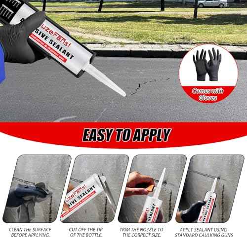 6 Pack Concrete Crack Filler, Self-Leveling Cement Crack Filler Waterproof Silicone Sealant, Flexible Magic Crack Repair for Concrete, 10.1 fl. oz,Gray