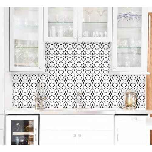 GloryTik Contact Paper Black and White Wallpaper Geometry Trellis Pattern Peel and Stick Wallpaper Modern Self-Adhesive Removable Waterproof for Cabinet Drawer Lining Wall Decor 17.7"X118"