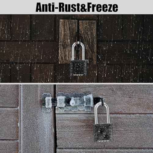 2 Pack 2.3in Long Shackle Combination Padlock [One-Touch Unlocking], Diyife Large Heavy Duty Outdoor Padlock Design of Hidden Password, High Security for Locker, Gym, Garden, Fences, Garage, Black