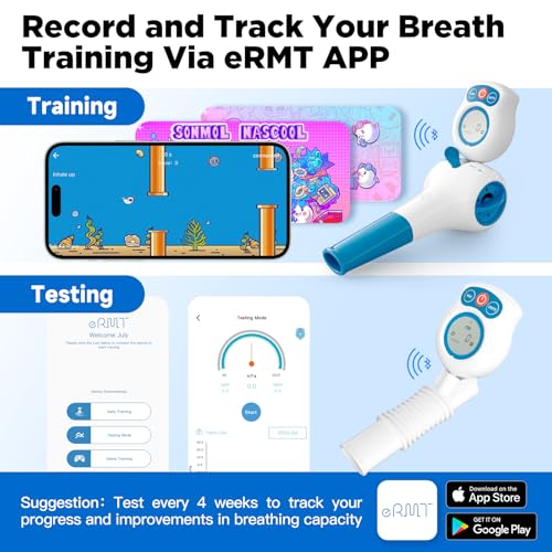 Digital Breathing Exercise Device for Lungs | Lung Trainer for Respiratory Muscle Training | Breathing Trainer for Better Breath | Lung Exerciser Device Mobile App Included