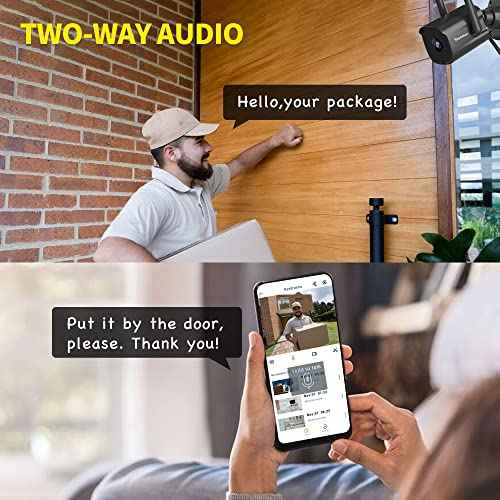 Septekon 2K Outdoor Security Camera 3MP, 2.4G Wired WiFi Camera with Night Vision, IP66 Waterproof, AI Human Motion Tracking, 2-Way Audio, Black