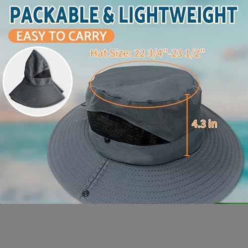 PFFY Sun Bucket Hats for Men Women 3¡± Wide Brim UPF 50+ Fishing & Beach Hat