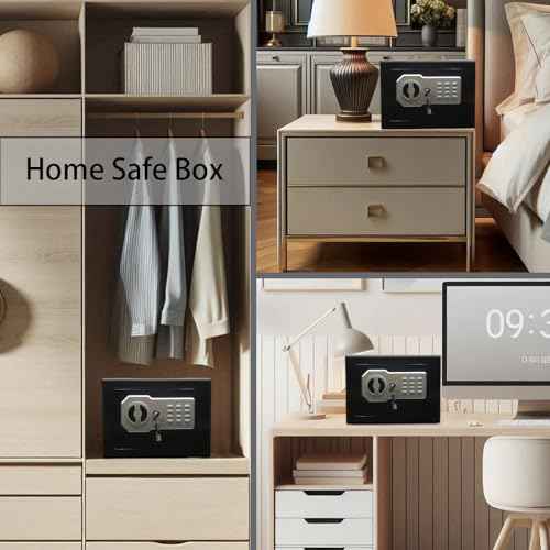 Yuanshikj Key Electronic Keypad Security Safe Lock Box Steel Digital Deposit for Home Office Hotel Business Cash Jewelry Storage (BLACK, 0.2 CF)