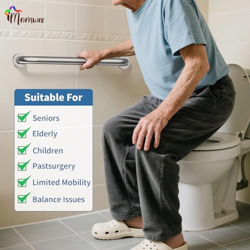 2 Pack 24 Inch Shower Grab Bar, iMomwee Chrome Stainless Steel Bathroom Grab Bar Handle, Bathroom Shower Balance Bar,Safety Hand Rail Support,Handicap Elderly Senior Assist Bath Handle(1.5" Diameter)